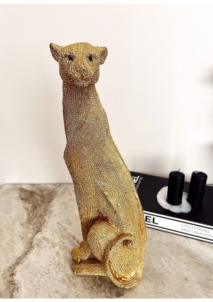 Şık Puma Biblo ve Heykel, Polyester Leopar Çıta Dekoru