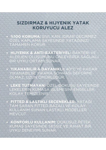 Hijyenik Tek Kişilik Sızdırmaz Yatak Koruyucu Alez Beyaz