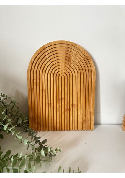 Gökkuşağı Büyük Bambu Sunumluk, Kahverengi, Doğal Ahşap Şık ve Kullanışlı Tasarım