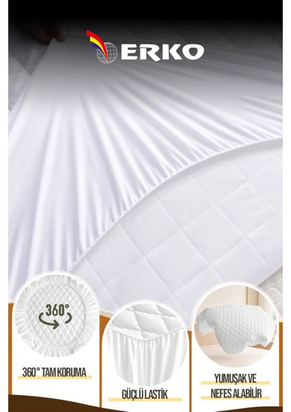 Su Geçirmez Çift Kişilik Yatak Koruyucu, Pamuk Yüzey, Tüm Ebatlar