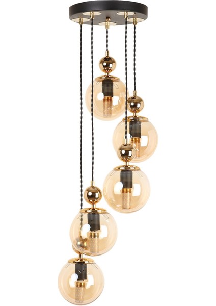 5'li Siyah Gold Bal Camlı Sarkıt Avize, Şık ve Modern Ev Dekorasyonu Için Ideal fiyatları