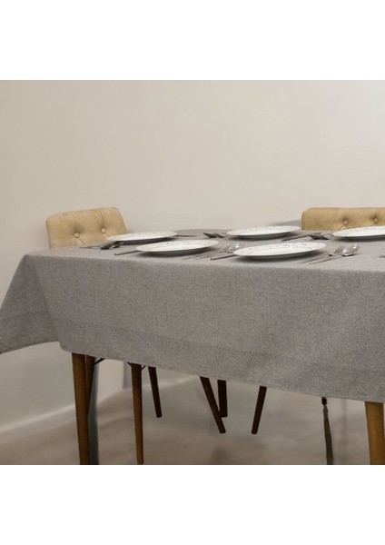 Gri Antrasit Pamuk Keten Masa Örtüsü, Şık ve Şeffaf Tasarım