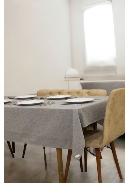 Gri Antrasit Pamuk Keten Masa Örtüsü, Şık ve Şeffaf Tasarım modelleri