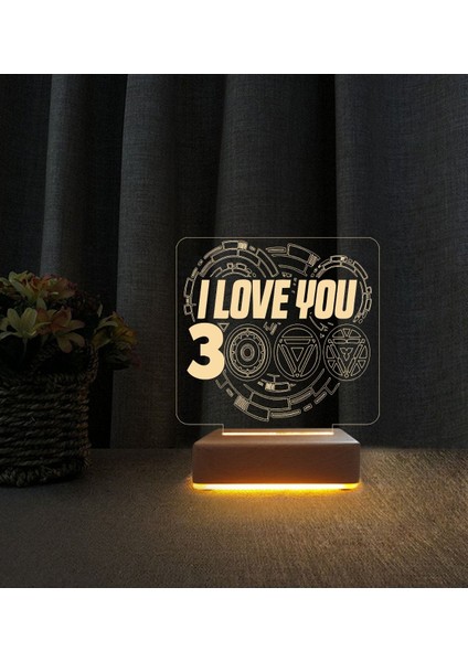 Renkli Iron Man I Love You 3000 LED Masa Lambası Doğum Günü Hediyesi