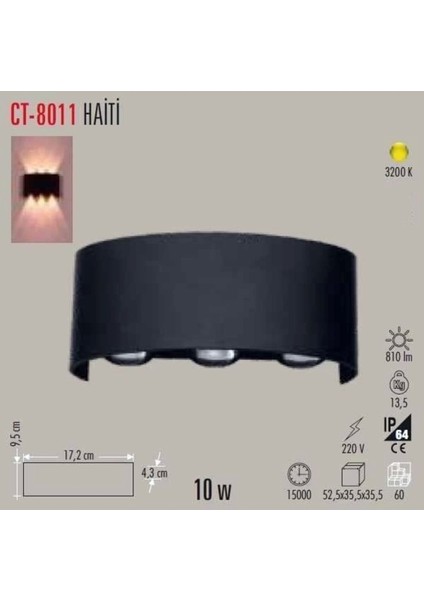 10W LED Duvar Aplik, 3200K Günışığı, Şık ve Modern Tasarım