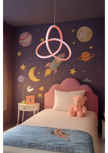 Modern Pembe Beyaz LED Avize, Genç ve Çocuk Odası Şıklığı Için Ideal Seçim