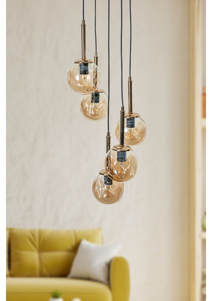 Şık Metal Gövde Bal Renkli Cam Sarkıt Avize, Modern ve Zarif Tasarım. fiyatları