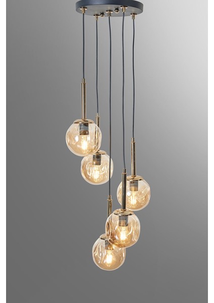 Şık Metal Gövde Bal Renkli Cam Sarkıt Avize, Modern ve Zarif Tasarım. indirimleri