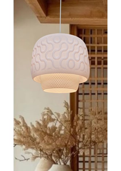 Modern Mesh Dokulu Sarkıt Avize, Şık ve Özel Tasarım, E27, Beyaz Renk