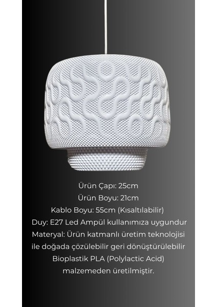 Modern Mesh Dokulu Sarkıt Avize, Şık ve Özel Tasarım, E27, Beyaz Renk fırsatları