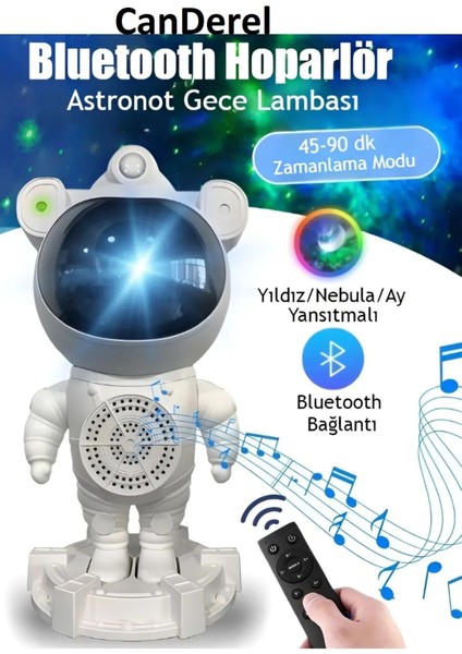Çok Renkli Uzay Temalı Bluetooth Hoparlör ve Gece Lambası Seti