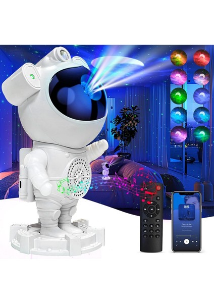 Çok Renkli Uzay Temalı Bluetooth Hoparlör ve Gece Lambası Seti