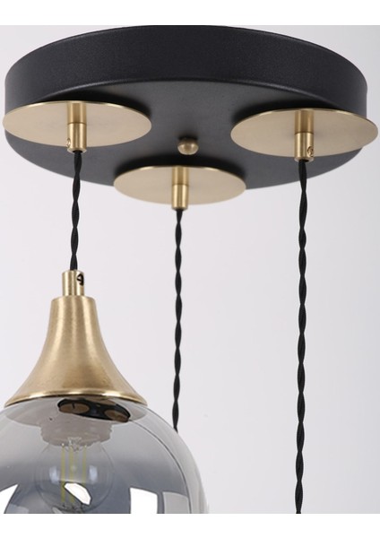 Şık 3’lü Füme Eskitme Camlı Sarkıt Avize, Modern ve Zarif Tasarım. fiyatları