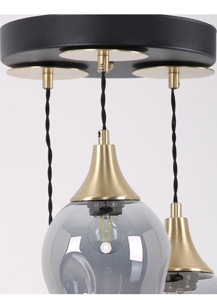 Şık 3’lü Füme Eskitme Camlı Sarkıt Avize, Modern ve Zarif Tasarım. fırsatları