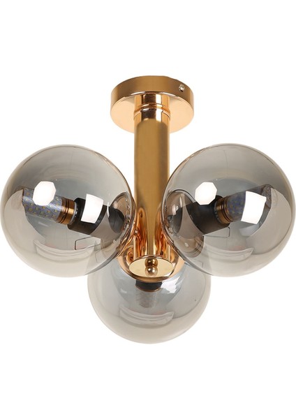 3'lü Gold Kaplama Füme Camlı Modern Tavan Avizesi fiyatları