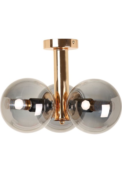 3'lü Gold Kaplama Füme Camlı Modern Tavan Avizesi modelleri