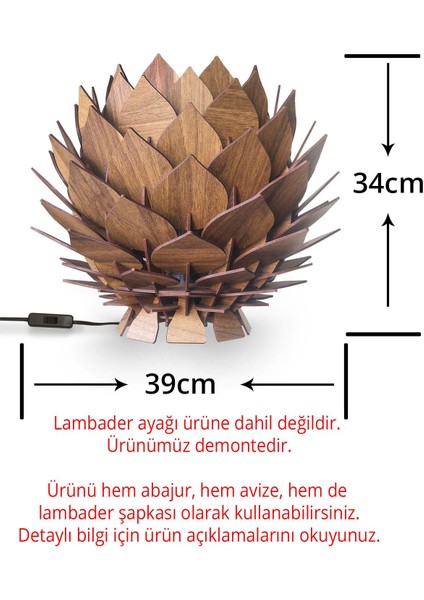 Ceviz Renkli Dekoratif Lambader Şapkası, Şık ve Modern Tasarım fiyatları