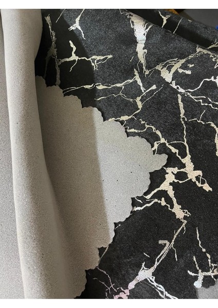 Şık Gümüş Varaklı Siyah Süngerli Çekyat Örtüsü, Modern Dekorasyon Hediye