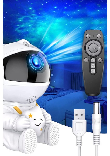 Beyaz Yıldızlı Projeksiyon Gece Lambası Galaksi Dekoratif Işık Balkon Kamp ve Oda Süsü fiyatları