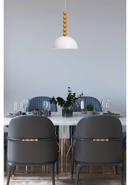 Beyaz Ahşap Boncuklu Sarkıt Avize, Modern ve Şık Dekoratif Aydınlatma fırsatları