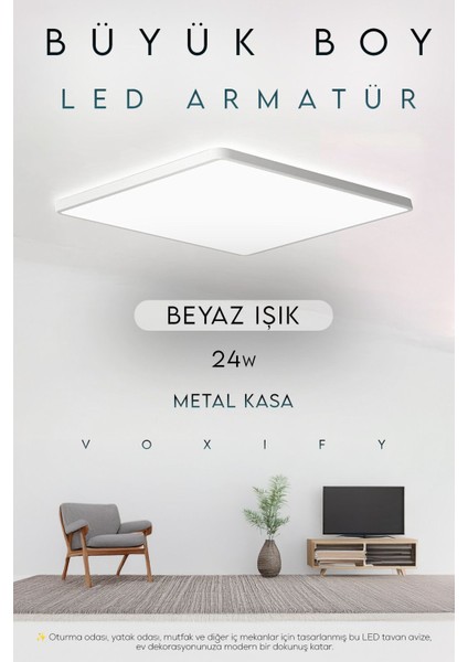 30X30 cm Beyaz LED Panel Armatür, Çok Amaçlı, Enerji Tasarruflu, Modern Tasarım