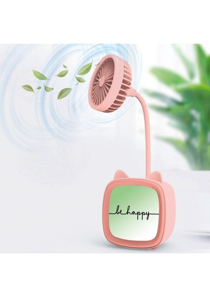 Pembe Şarjlı Figürlü Işıklı Masa Fanı, Şık ve Pratik Serinlik Sağlar