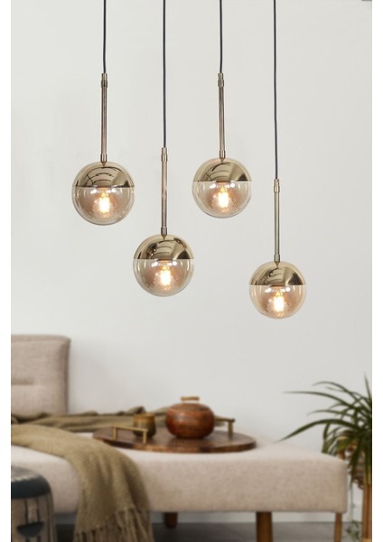 Gold ve Siyah Detaylı Şık Tasarım Sarkıt Avize, Modern Dekorasyon Için Ideal.