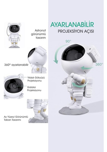 Gökyüzü ve Galaksi Projeksiyon Lambası, Kumandalı, Yatak Odası Dekorasyonu modelleri