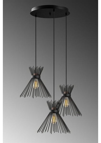 Modern Üçlü Siyah Sarkıt Avize, Şık ve Şık Tasarımıyla Evinize Zarafet Katın