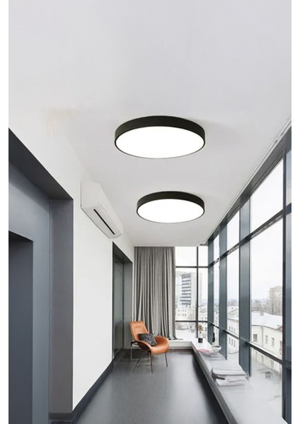 Siyah Yuvarlak LED Tavan Armatürü, 18W, Sarı Işık, Modern Aydınlatma. fırsatları