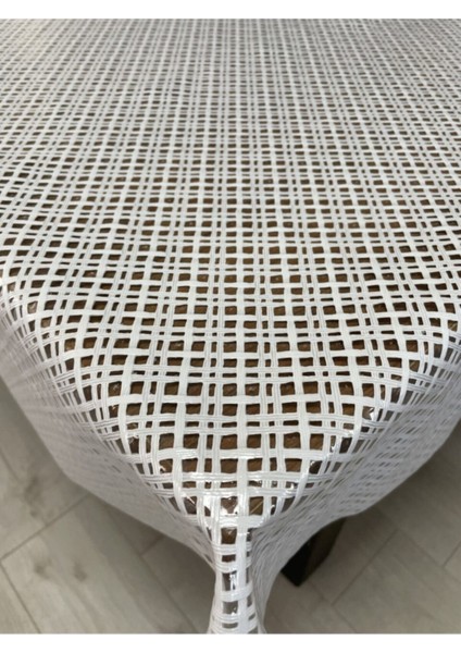 Şık Hasır Desenli Beyaz Pvc Silinebilir Masa Örtüsü modelleri