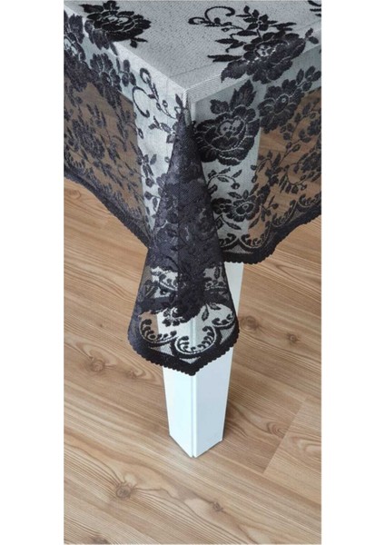 Güllü Desenli, Örme Tül Masa Örtüsü, 160X160 Cm, Şık ve Zarif Tasarım