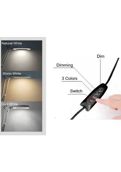 72 LED Yuvarlak Masa Lambası, Ayarlanabilir Şiddet ve Renk Seçeneği, USB Bağlantılı