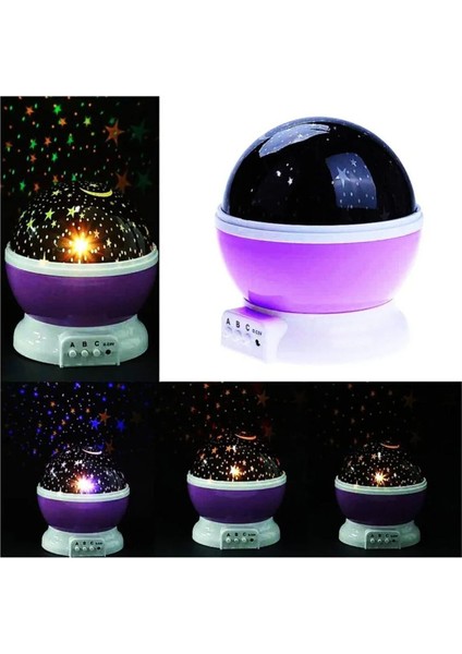 Yıldız Yansıtıcı Gece Lambası, Çocuk Odası Projeksiyon Işığı, Mor Renkli modelleri
