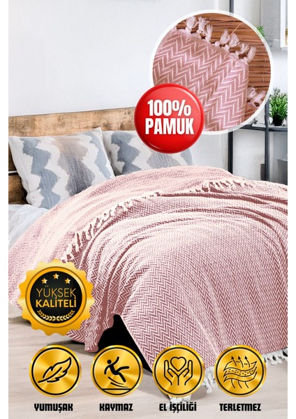 Mor Zigzag Yatak ve Kanepe Örtüsü 200X230CM, Şık ve Rahat Tamamlayıcı.