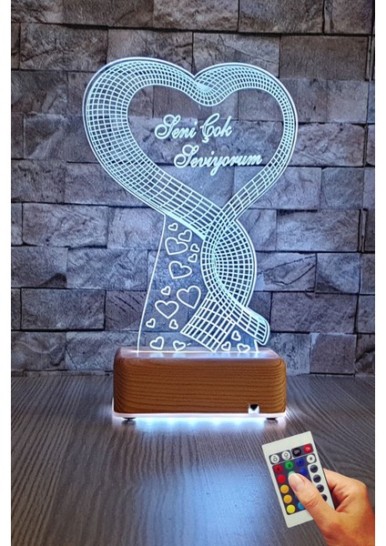 3D Kalp Tasarımlı LED Gece Masa Lambası, Şık ve Işıltılı Dekor Parçası