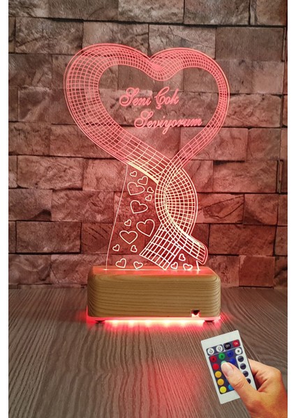 3D Kalp Tasarımlı LED Gece Masa Lambası, Şık ve Işıltılı Dekor Parçası modelleri