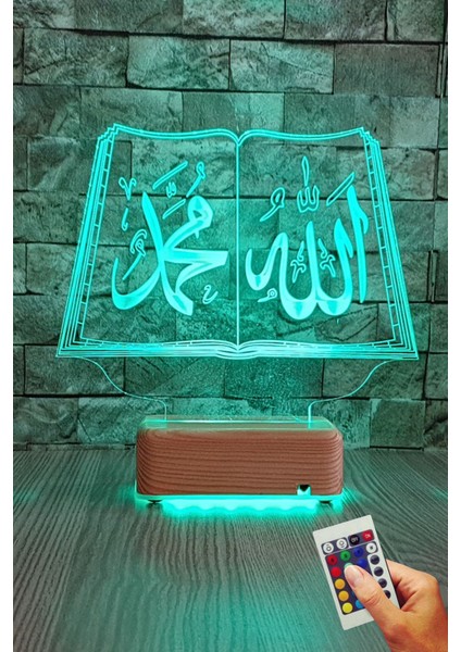 Allah Muhammed Yazılı 3D LED Gece Lambası, 16 Renk Seçeneğiyle Huzur ve Güzellik Sunar fiyatları