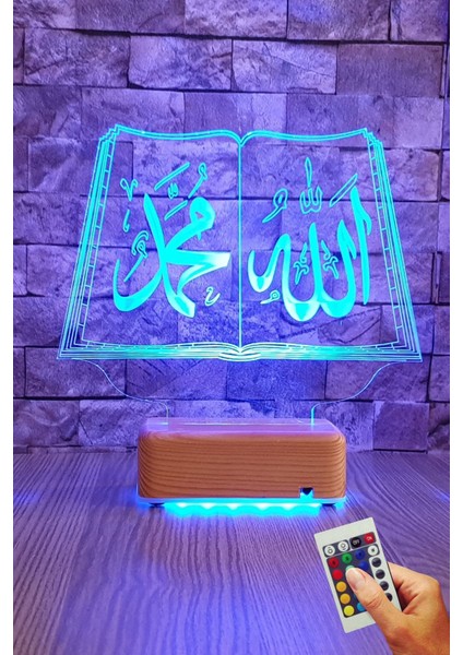 Allah Muhammed Yazılı 3D LED Gece Lambası, 16 Renk Seçeneğiyle Huzur ve Güzellik Sunar modelleri