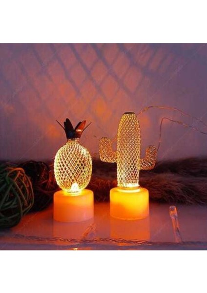 Mini Tel LED Mumlar, Sarı Renkli, Çiftli Set, Dekoratif Işıklandırma