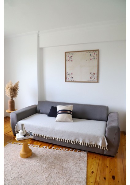 Gri Yıldız Desenli Oturma Kılıfı 115X200, Koltuk Koruma ve Yenilikçi Dekorasyon