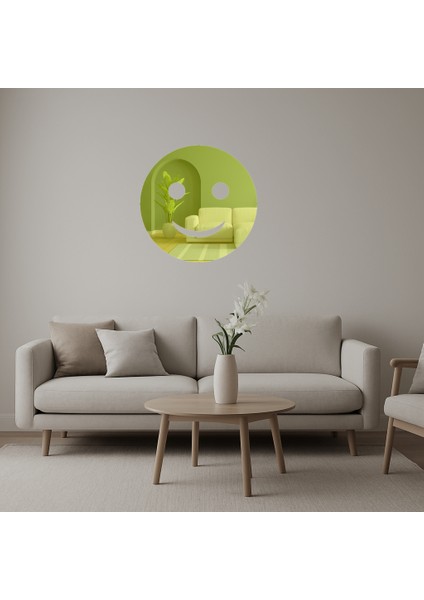 Hafif Gülümseyen Yüz Dekoratif Altın Aynalı Tablo - 3mm - MRS7747-4376