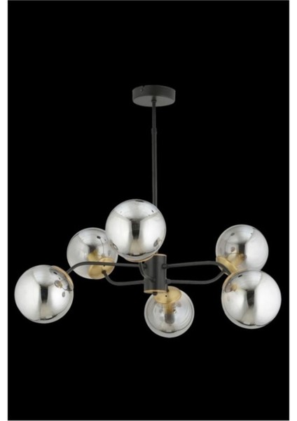 Modern Füme Camlı Altılı Siyah Şık Avize fiyatları