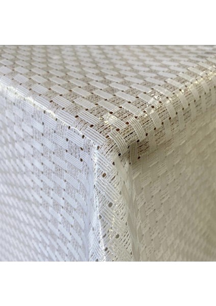 Bej Hasır Desenli Silinebilir ve Yıkanabilir Masa Örtüsü, Şık ve Kullanışlı