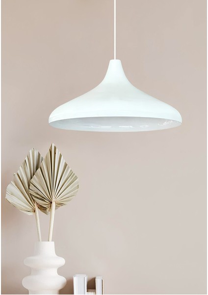 Büyük Boy Metal Sarkıt, Endüstriyel Tasarım, Beyaz, Modern ve Şık Aydınlatma Parçası