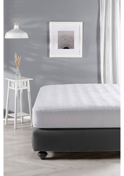 Yatak Koruyucu, Pamuklu, Lastikli, Kapitone, Sıvı Geçirmez, Konforlu, Beyaz fırsatları