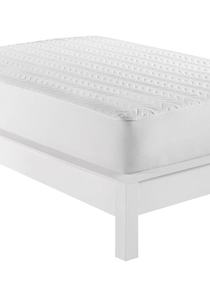 Yatak Koruyucu, Pamuklu, Lastikli, Kapitone, Sıvı Geçirmez, Konforlu, Beyaz