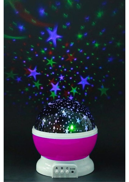 Renkli Ay Yıldızlı Dönen Gece Lambası, Gökyüzü Temalı Tavan Aydınlatması