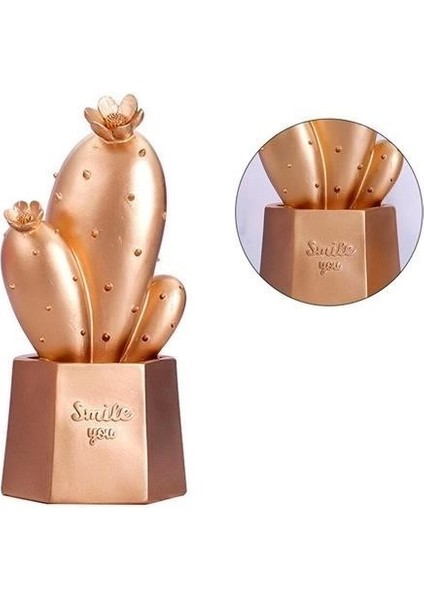 LED Işıklı Sevimli Kaktüs Dekoratif Masa Lambası Mini Biblo Gece Lambası Gold fırsatları