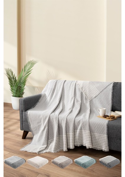 Gri Koltuk Kanepe Şalı 170X200 Koruyucu Yumuşak ve Şık Örtü